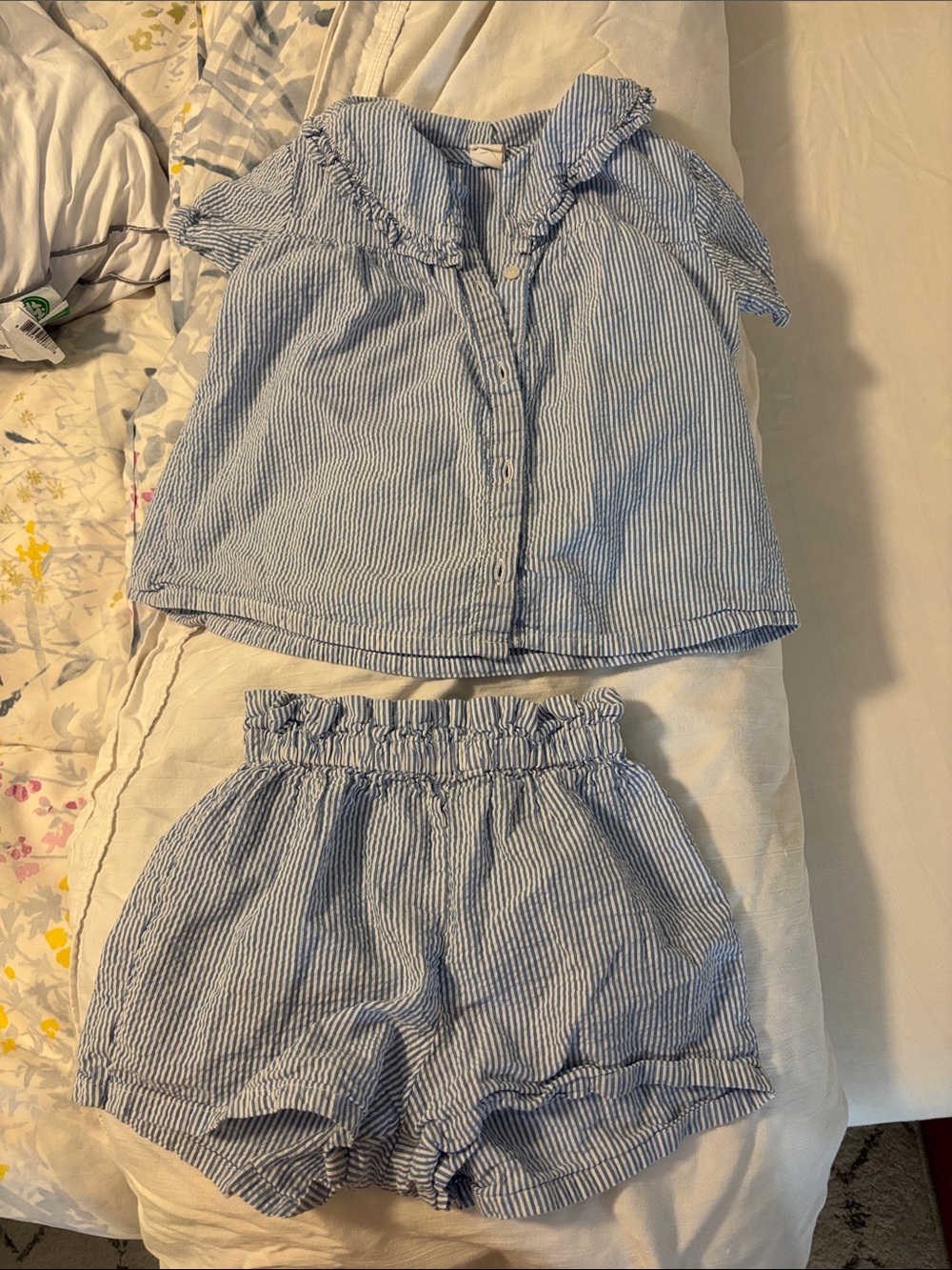 H&M Light Blue & White Striped Ruffle Set